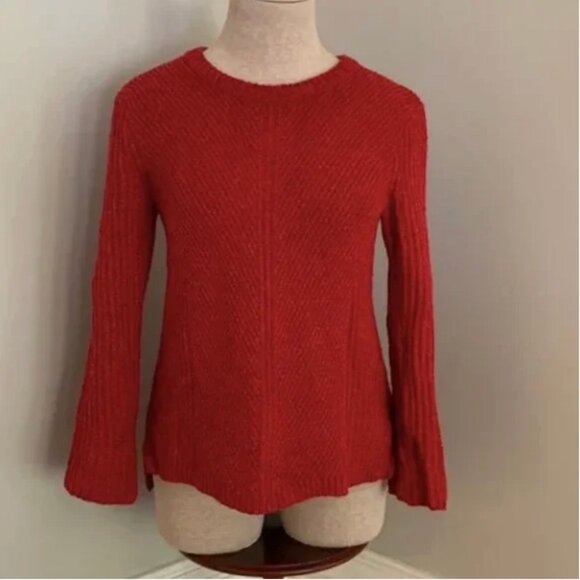 Madewell Hexcomb Texture Red Crewneck Long Sleeve Sweater Size Small - Picture 2 of 9